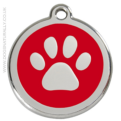 Red Paw Print Dog ID Tags (3x sizes)